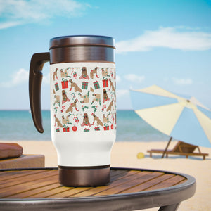 'Sexy X-Mas Elves' Steel Travel Mug with Handle, 14oz