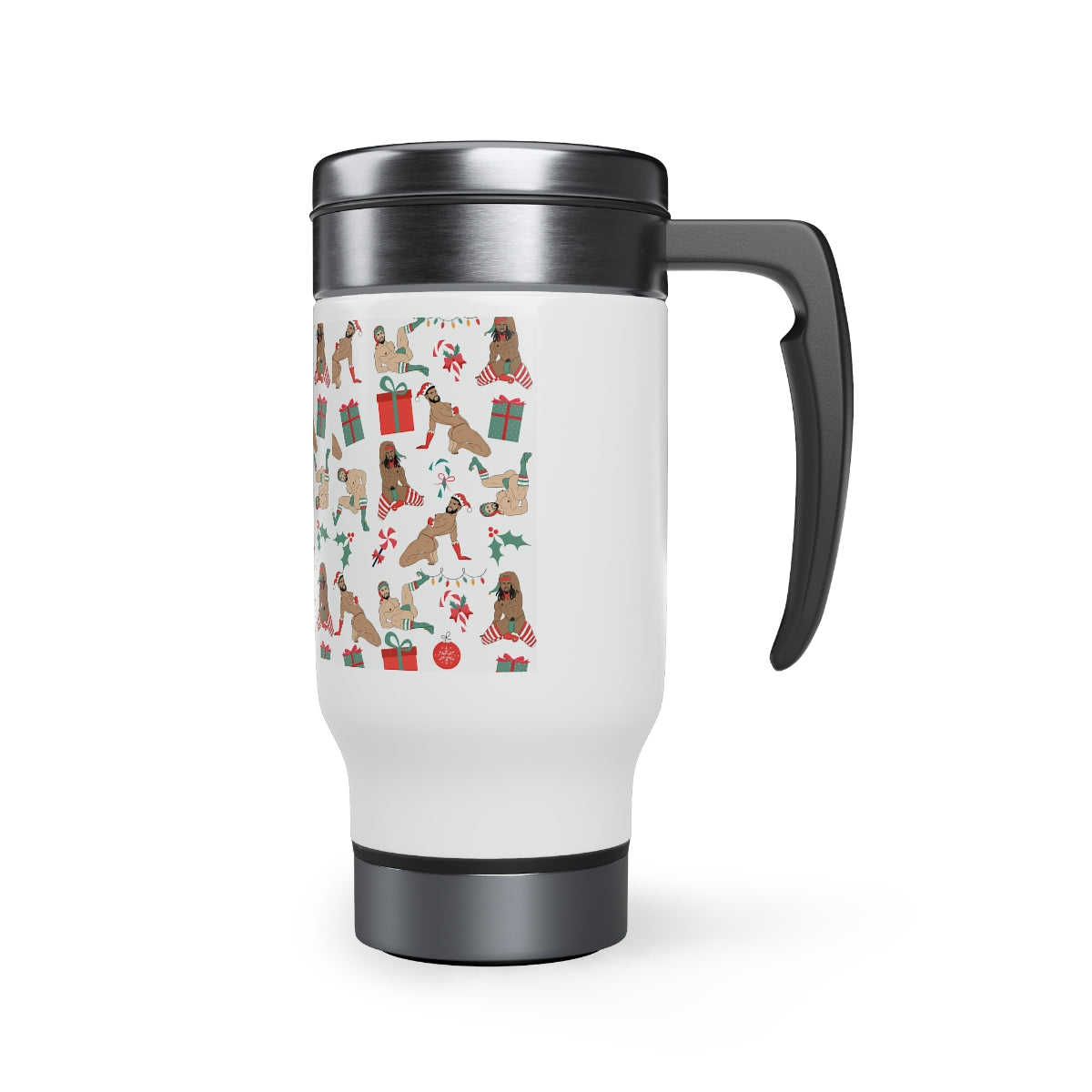 'Sexy X-Mas Elves' Steel Travel Mug with Handle, 14oz