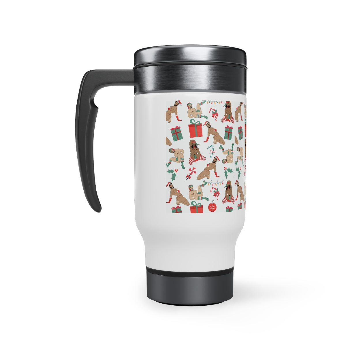 'Sexy X-Mas Elves' Steel Travel Mug with Handle, 14oz